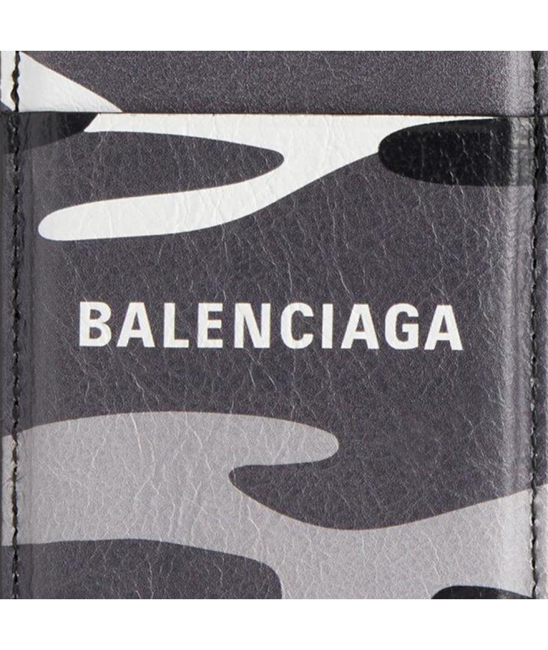 BALENCIAGA Серый кожаный кардхолдер, фото 3