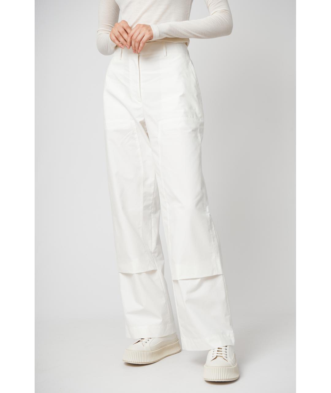 JIL SANDER Белые хлопковые брюки широкие, фото 3