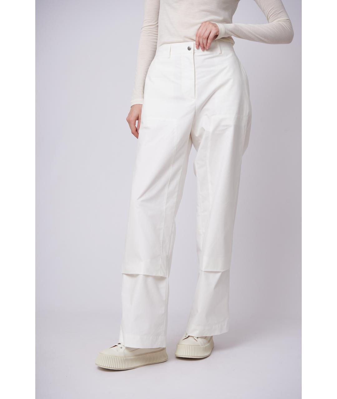 JIL SANDER Белые хлопковые брюки широкие, фото 4