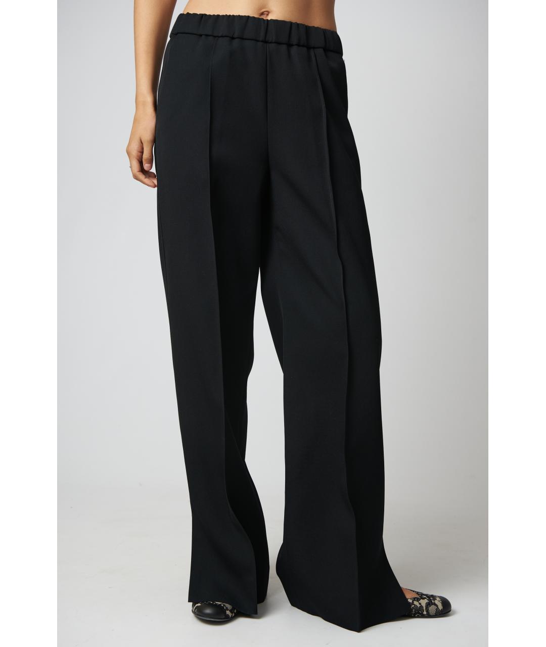 JIL SANDER Черные шерстяные брюки широкие, фото 3