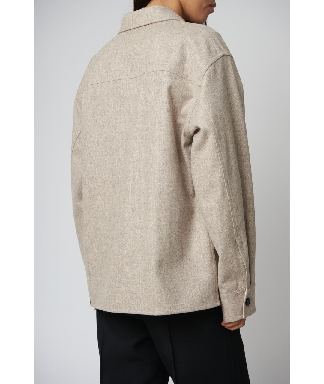 JIL SANDER Бежевая шерстяная рубашка, фото 5