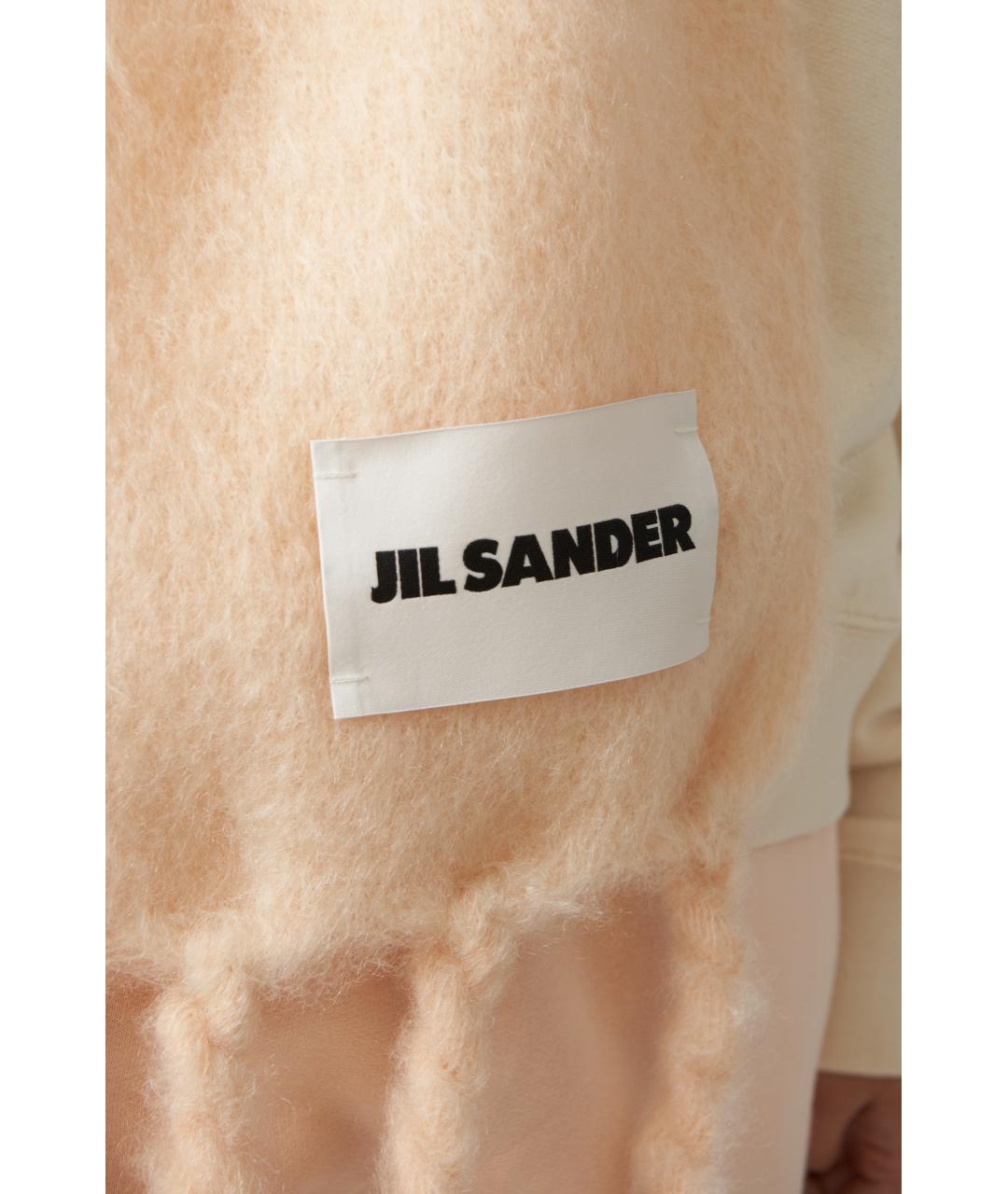 JIL SANDER Бежевый шерстяной шарф, фото 3