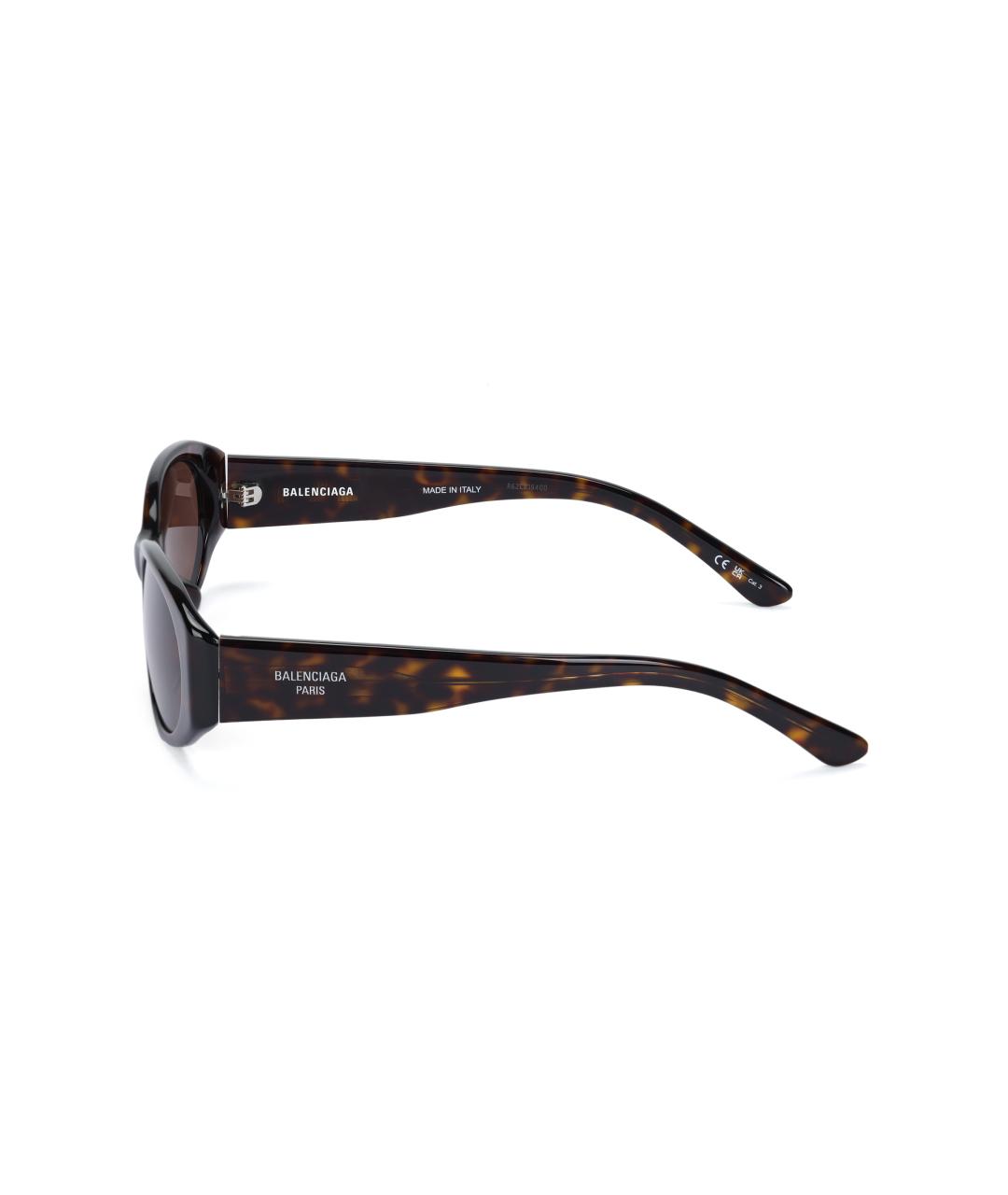 BALENCIAGA Коричневые пластиковые солнцезащитные очки, фото 3