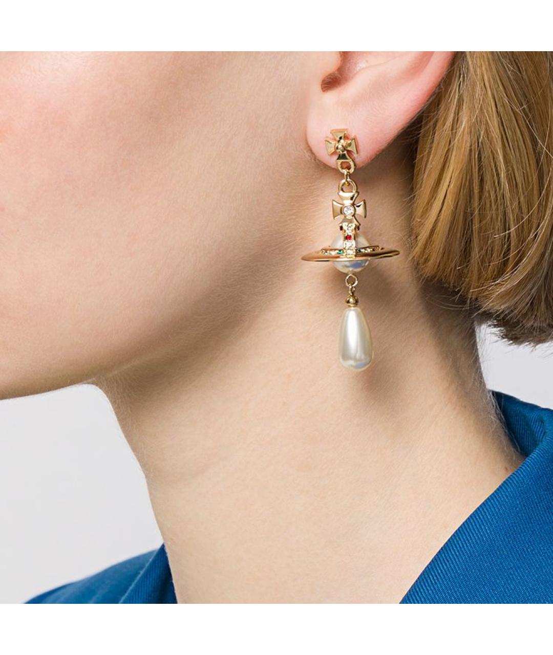VIVIENNE WESTWOOD Золотые латунные серьги, фото 2