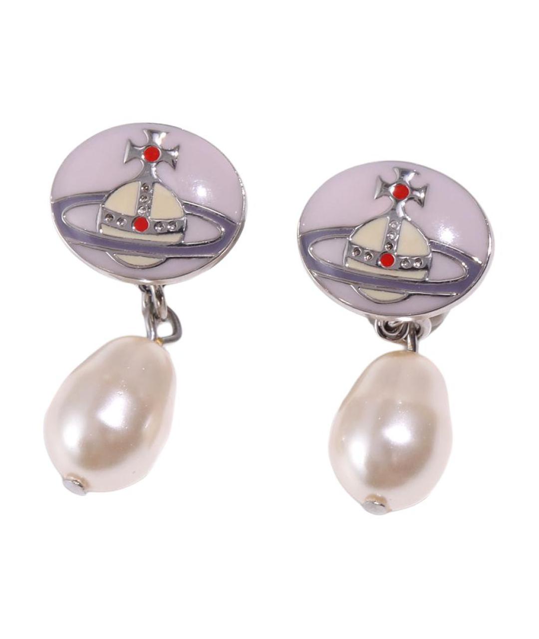 VIVIENNE WESTWOOD Белые латунные серьги, фото 1