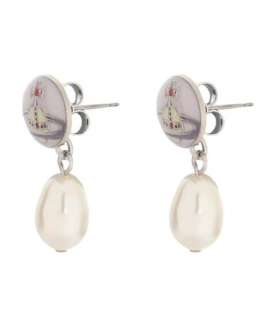 VIVIENNE WESTWOOD Белые латунные серьги, фото 2