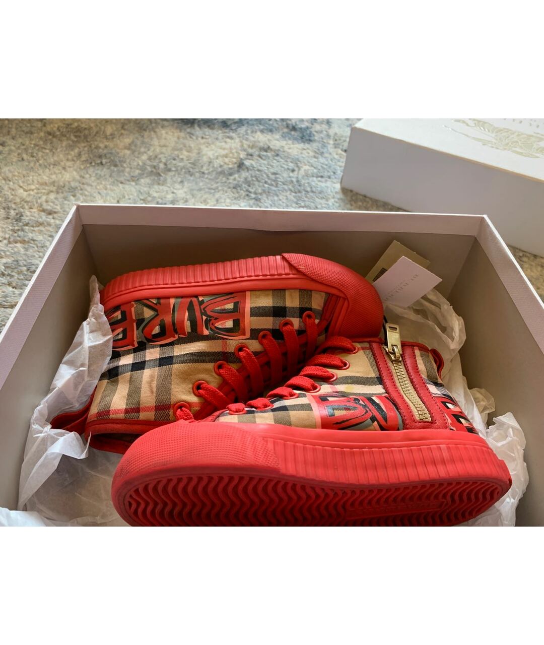 BURBERRY Красные текстильные ботинки, фото 6