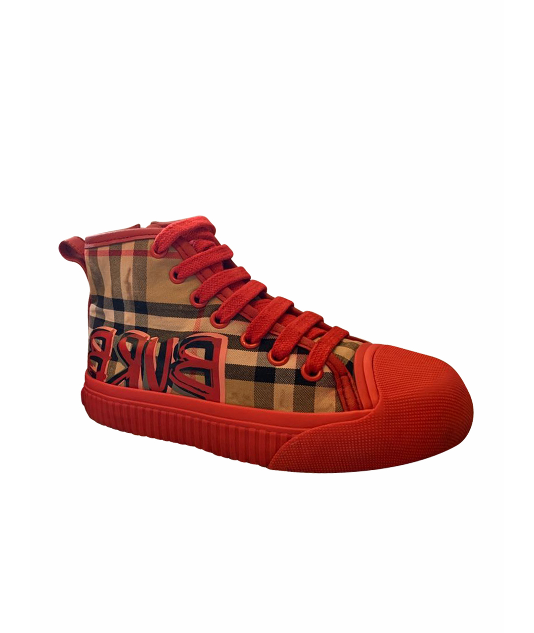 BURBERRY Красные текстильные ботинки, фото 1