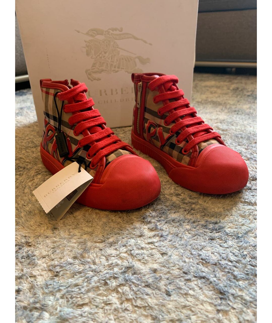 BURBERRY Красные текстильные ботинки, фото 3