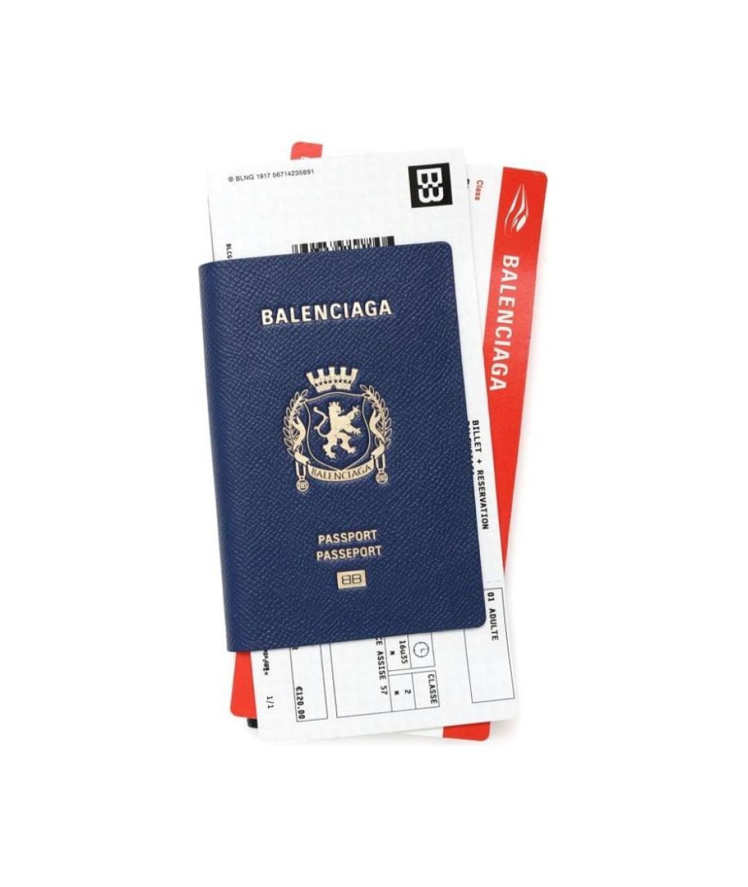 BALENCIAGA Синий кожаный кошелек, фото 1