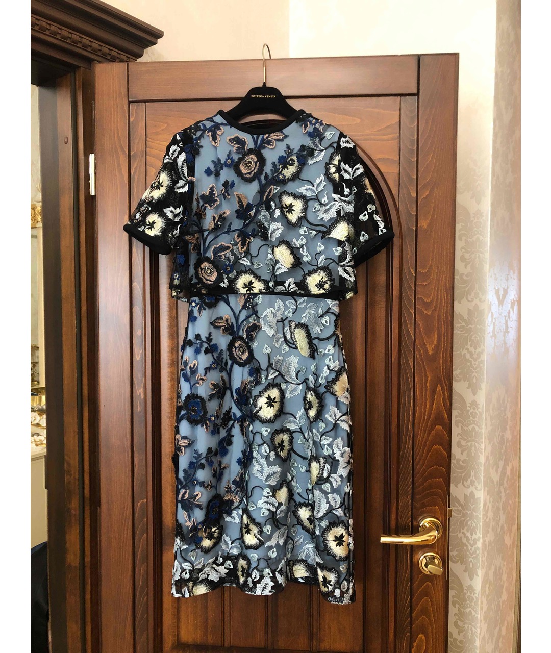 SELF-PORTRAIT Голубое сетчатое вечернее платье, фото 5
