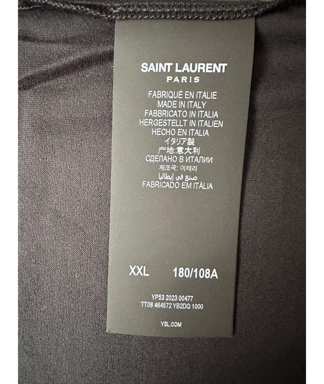 SAINT LAURENT Черная хлопковая футболка, фото 3