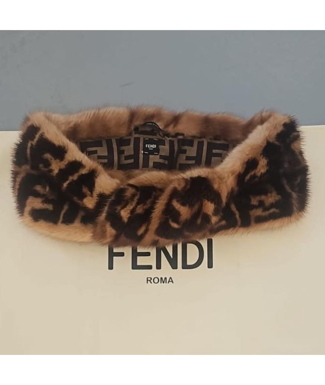 FENDI Коричневая повязка на голову, фото 5