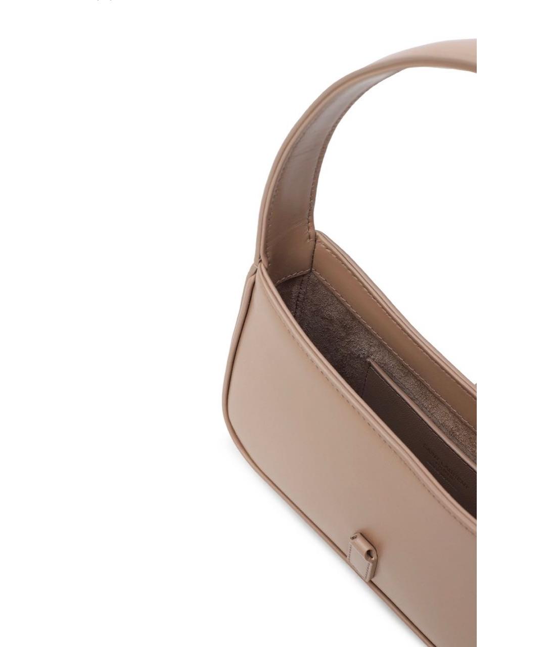 SAINT LAURENT Бежевая кожаная сумка с короткими ручками, фото 3