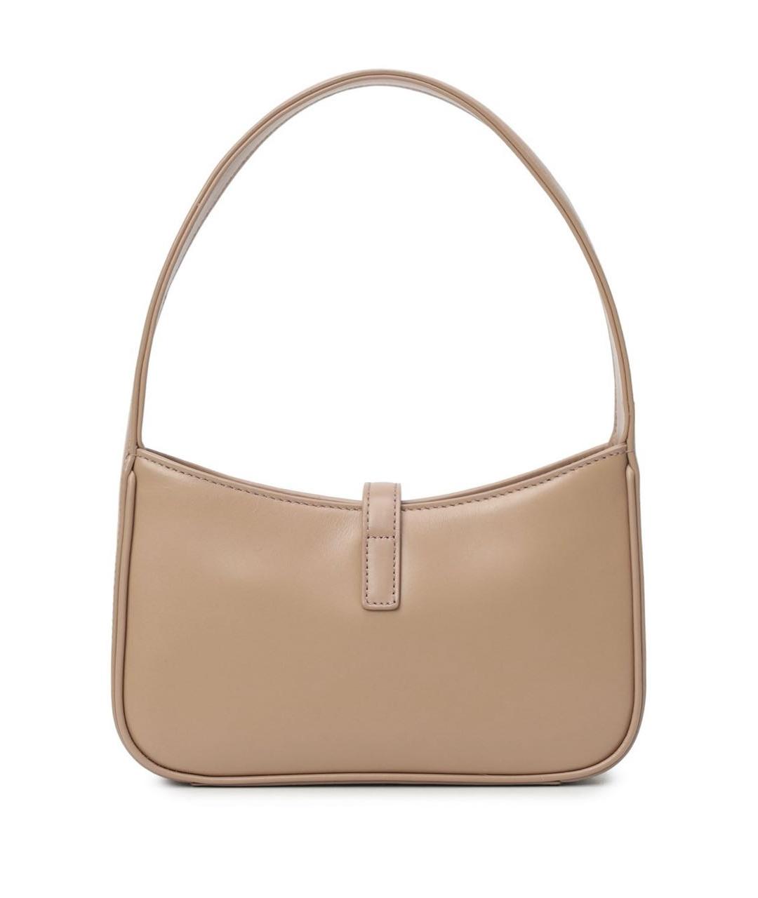 SAINT LAURENT Бежевая кожаная сумка с короткими ручками, фото 2