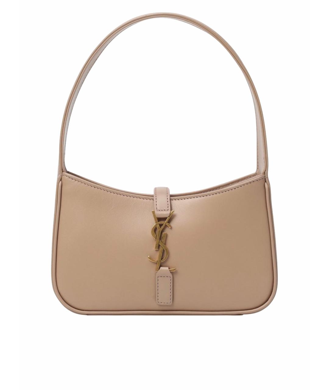 SAINT LAURENT Бежевая кожаная сумка с короткими ручками, фото 1