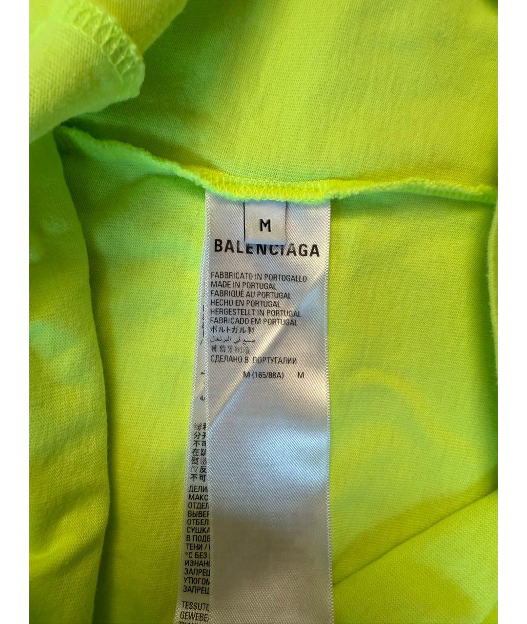BALENCIAGA Салатовая хлопковая футболка, фото 4