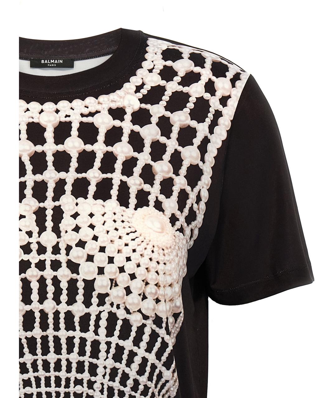 BALMAIN Черная хлопковая футболка, фото 3