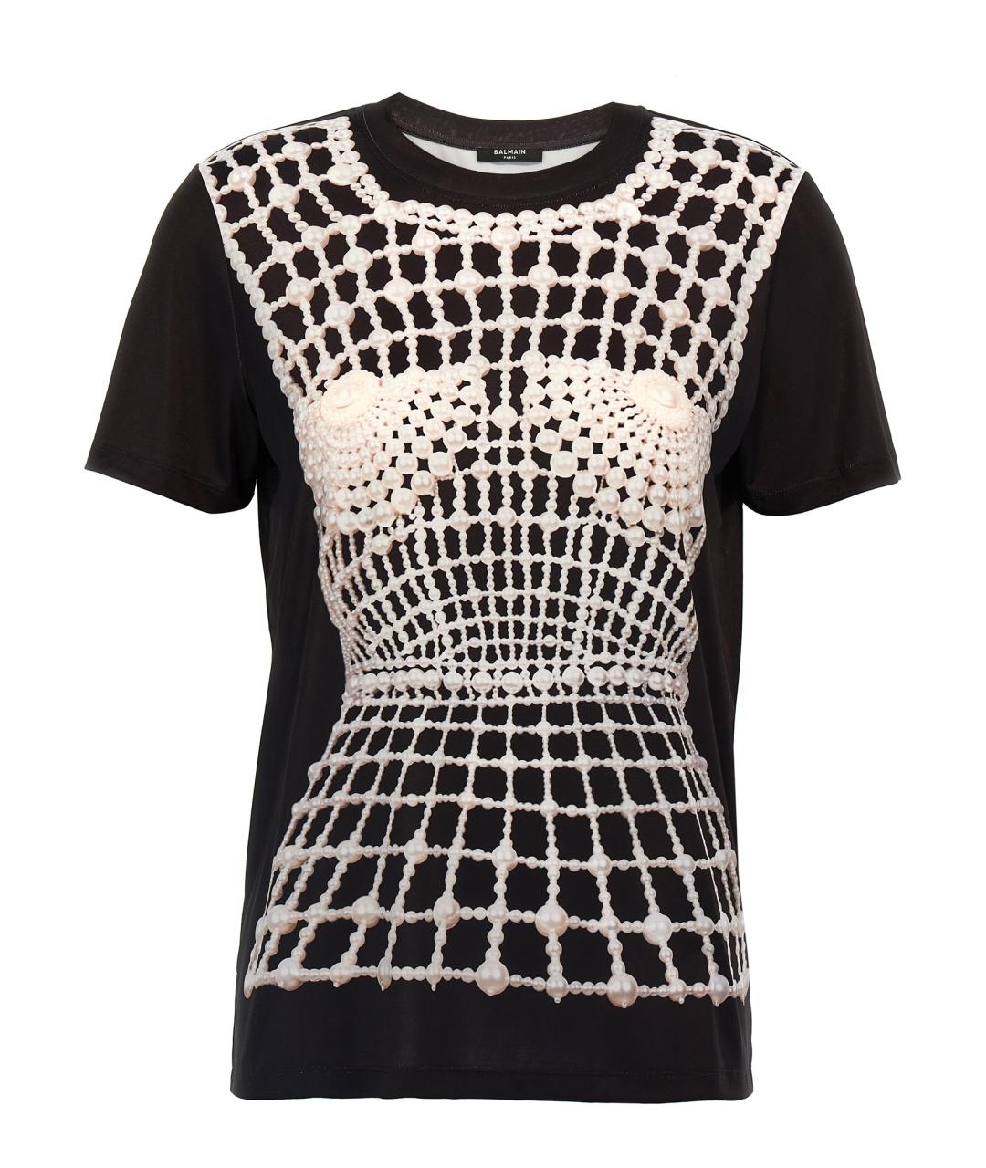 BALMAIN Черная хлопковая футболка, фото 1