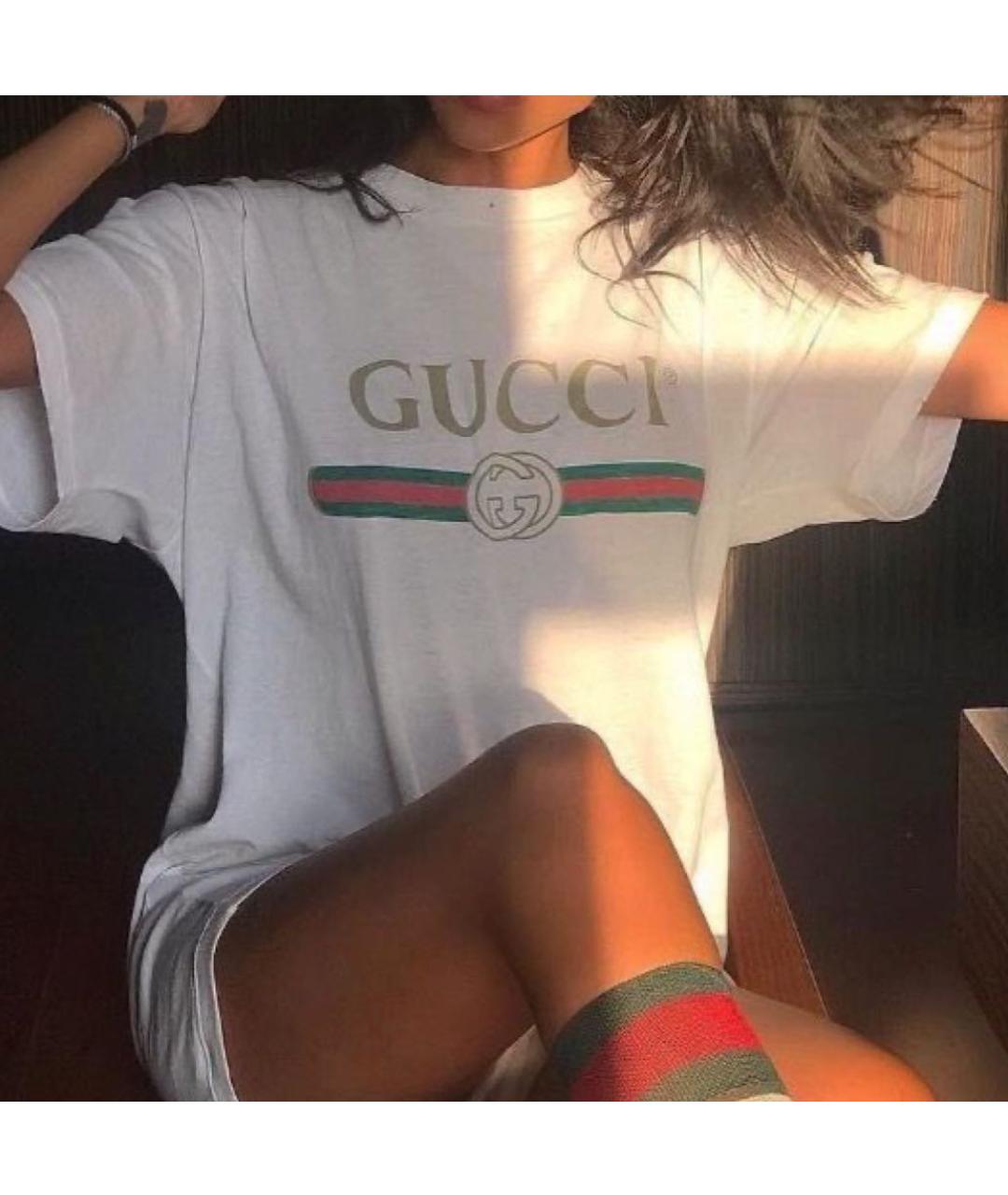 GUCCI Белая хлопковая футболка, фото 4