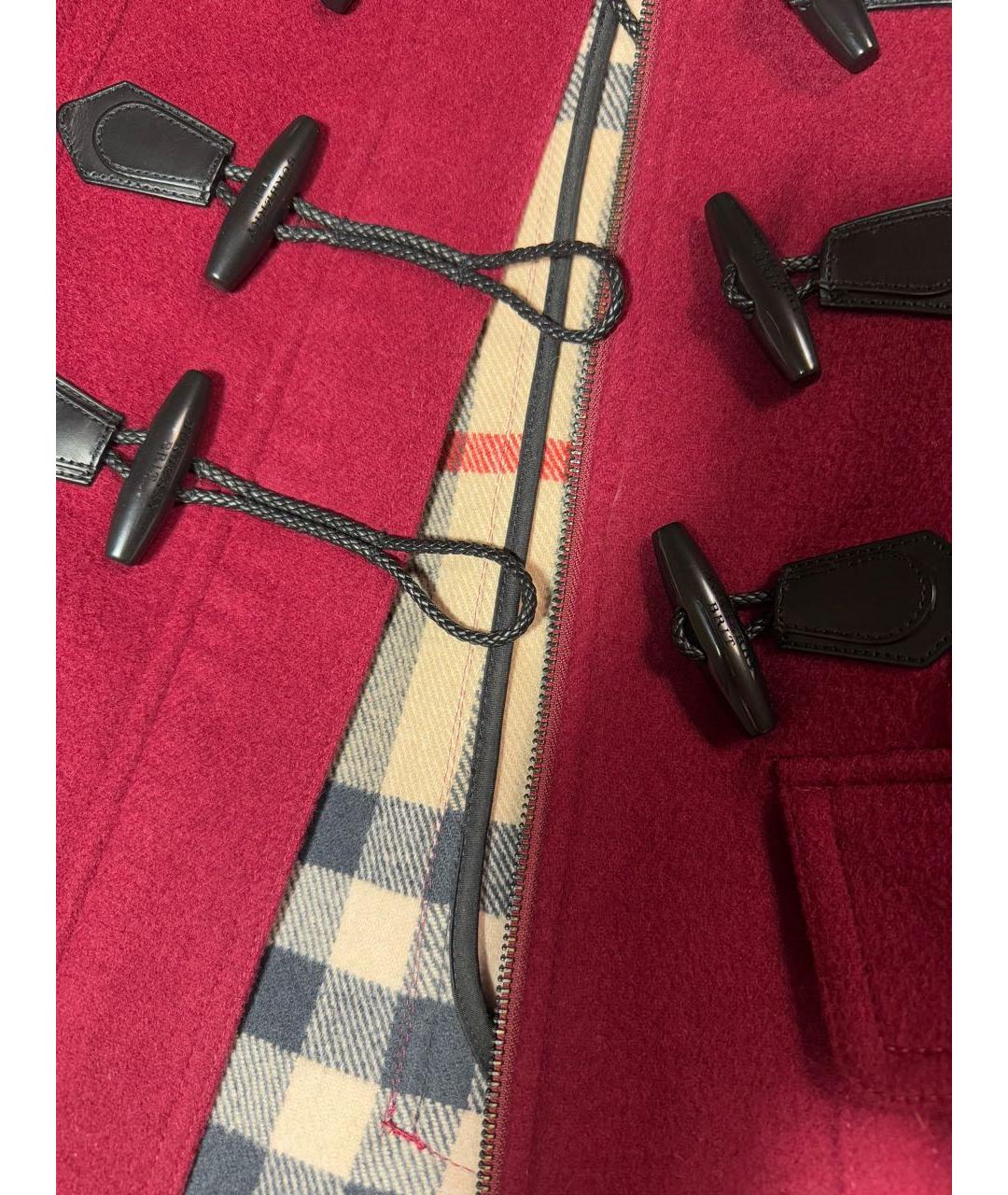 BURBERRY Бордовое шерстяное пальто, фото 3