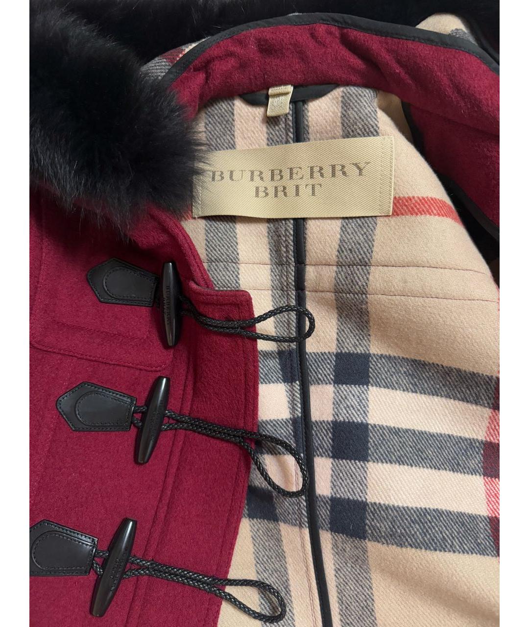 BURBERRY Бордовое шерстяное пальто, фото 4