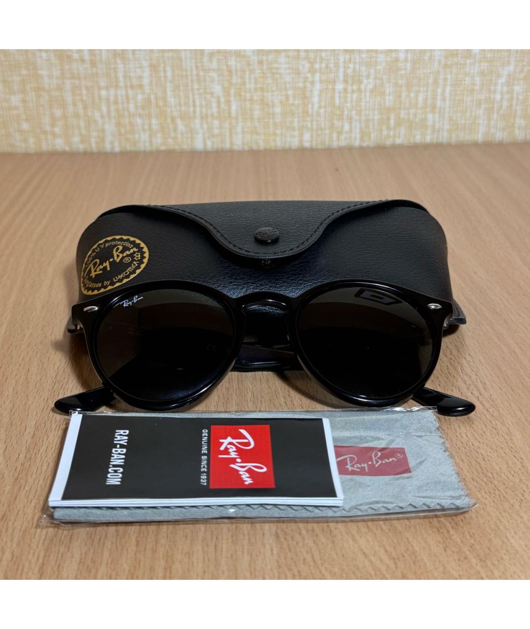 RAY BAN Черные пластиковые солнцезащитные очки, фото 4