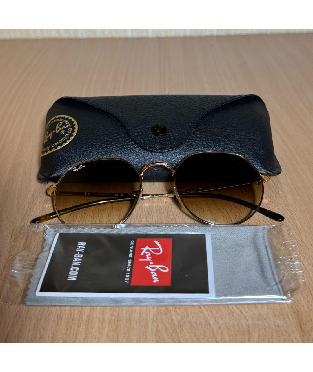 RAY BAN Золотые металлические солнцезащитные очки, фото 4