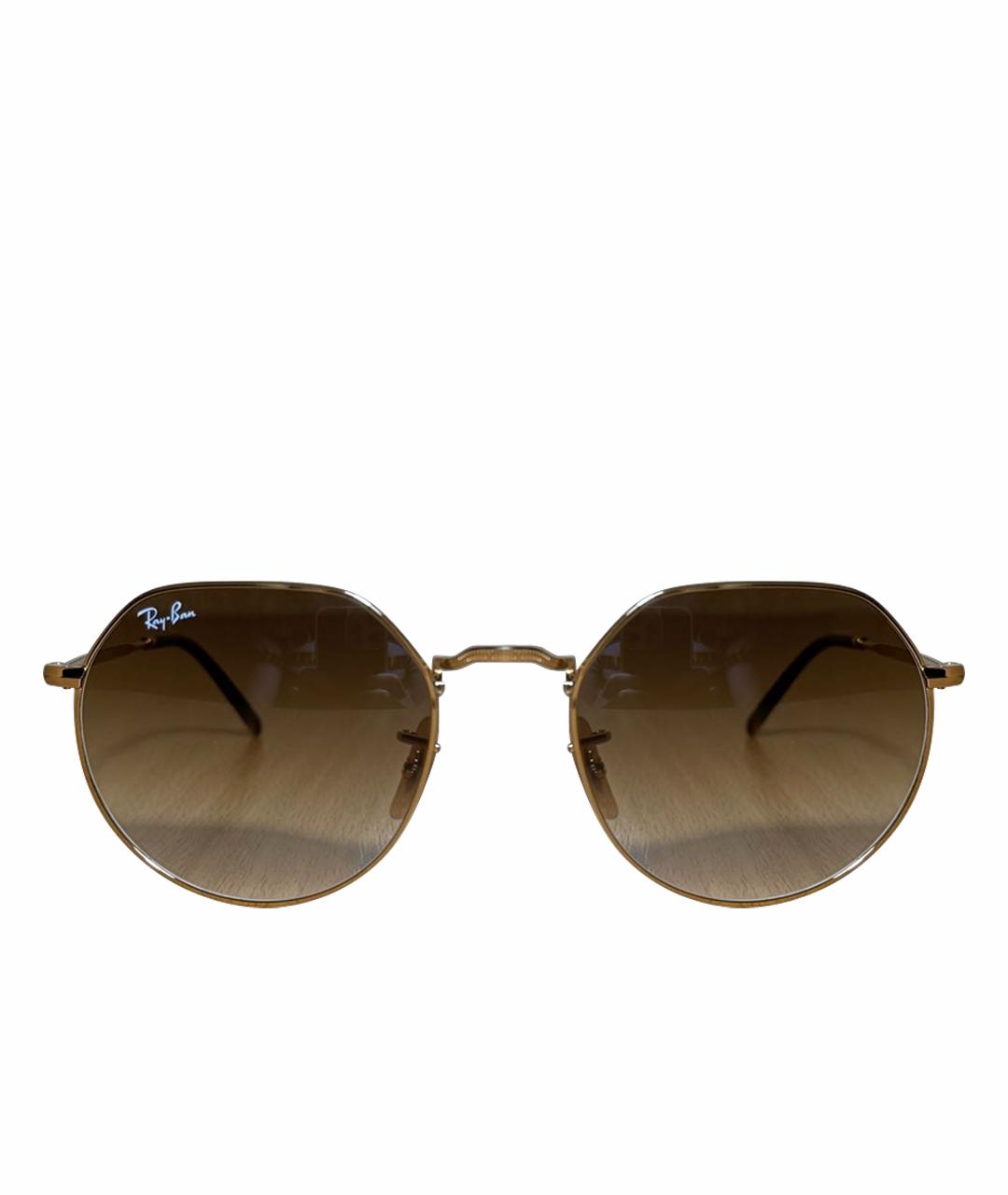 RAY BAN Золотые металлические солнцезащитные очки, фото 1