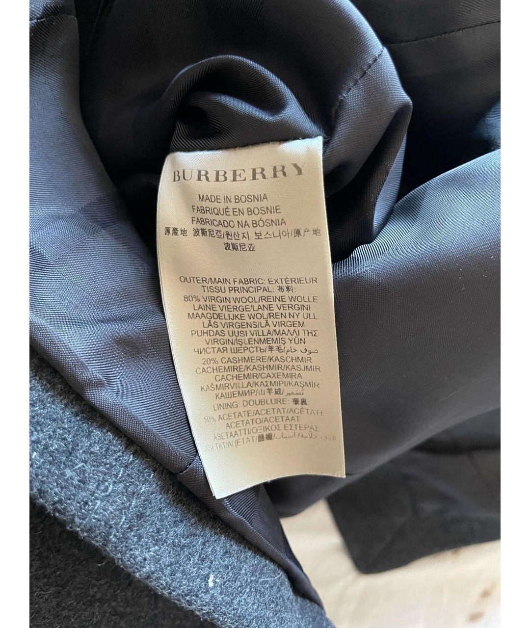 BURBERRY Серое шерстяное пальто, фото 5