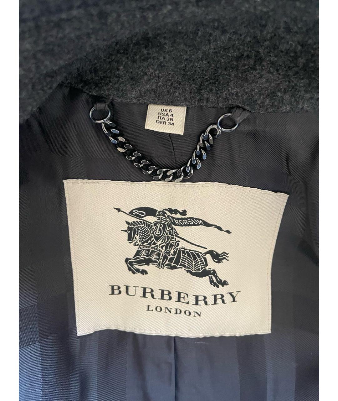 BURBERRY Серое шерстяное пальто, фото 3