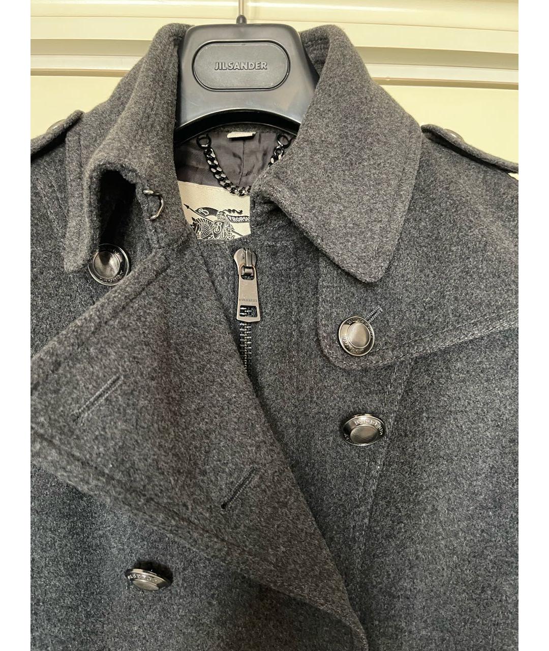 BURBERRY Серое шерстяное пальто, фото 4