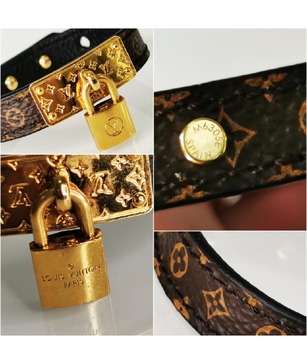 LOUIS VUITTON Коричневый кожаный браслет, фото 5