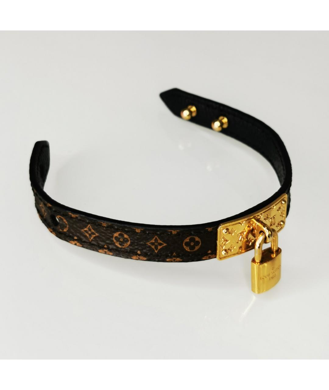 LOUIS VUITTON Коричневый кожаный браслет, фото 2