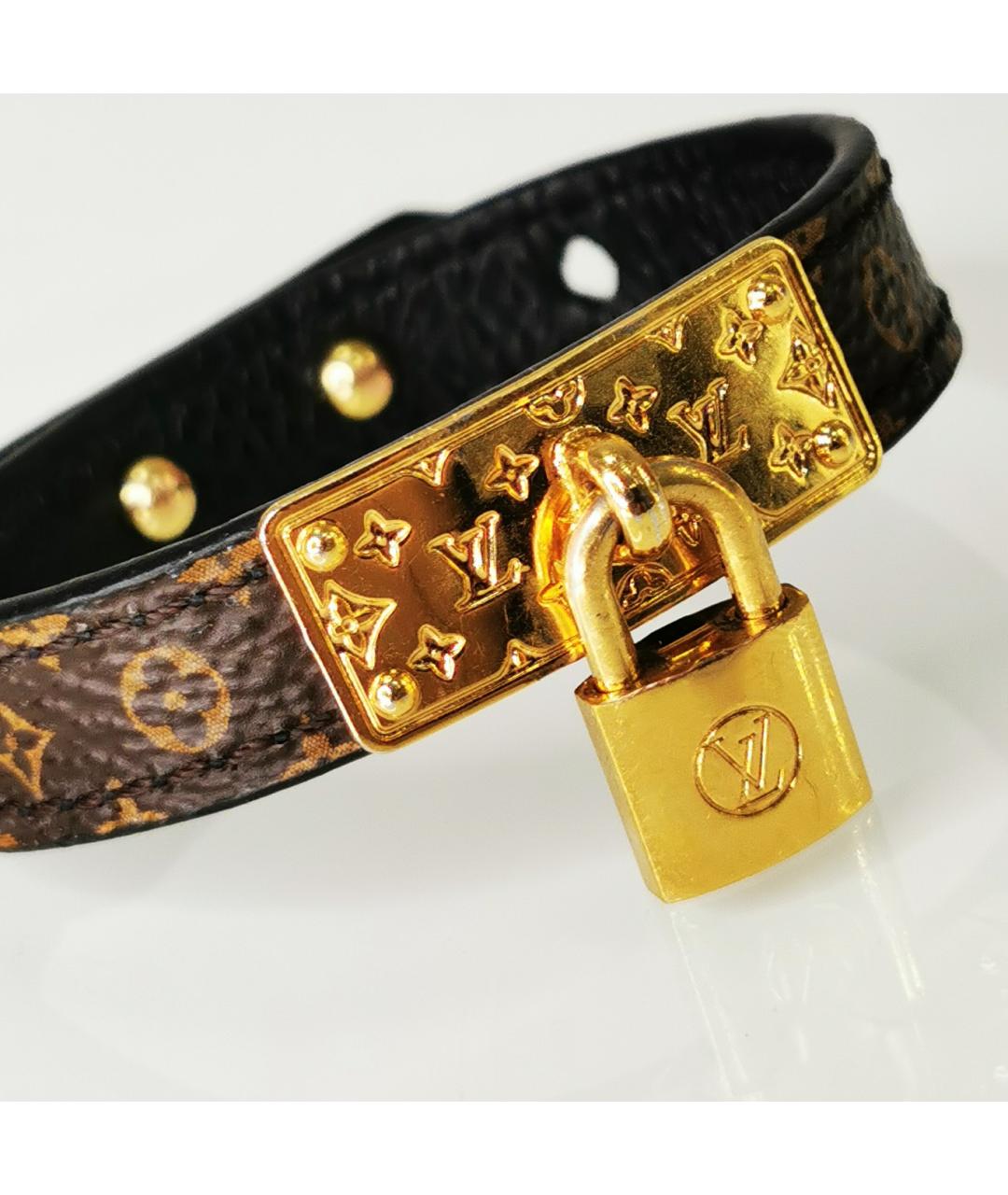 LOUIS VUITTON Коричневый кожаный браслет, фото 4