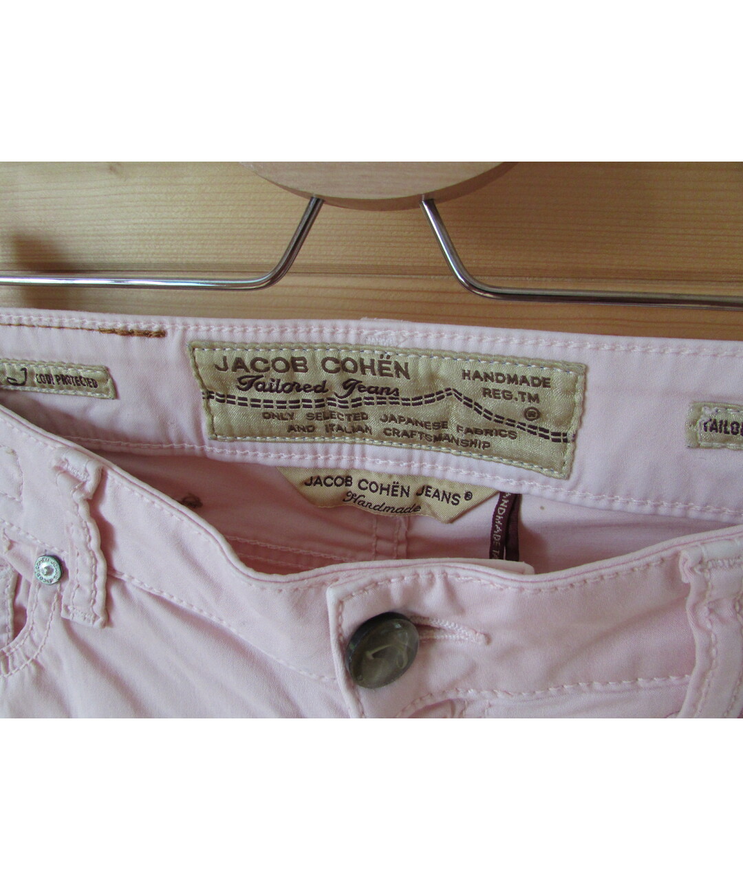 JACOB COHEN Розовые хлопко-эластановые брюки узкие, фото 4