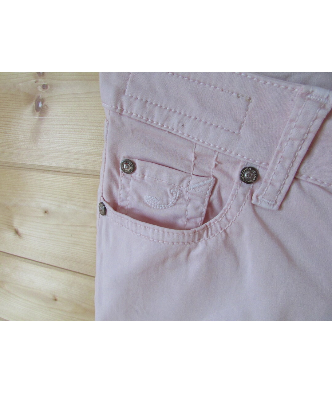 JACOB COHEN Розовые хлопко-эластановые брюки узкие, фото 5