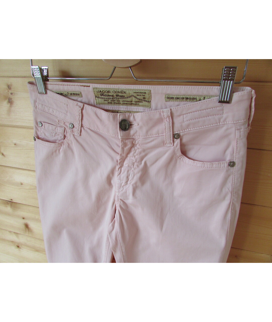 JACOB COHEN Розовые хлопко-эластановые брюки узкие, фото 3