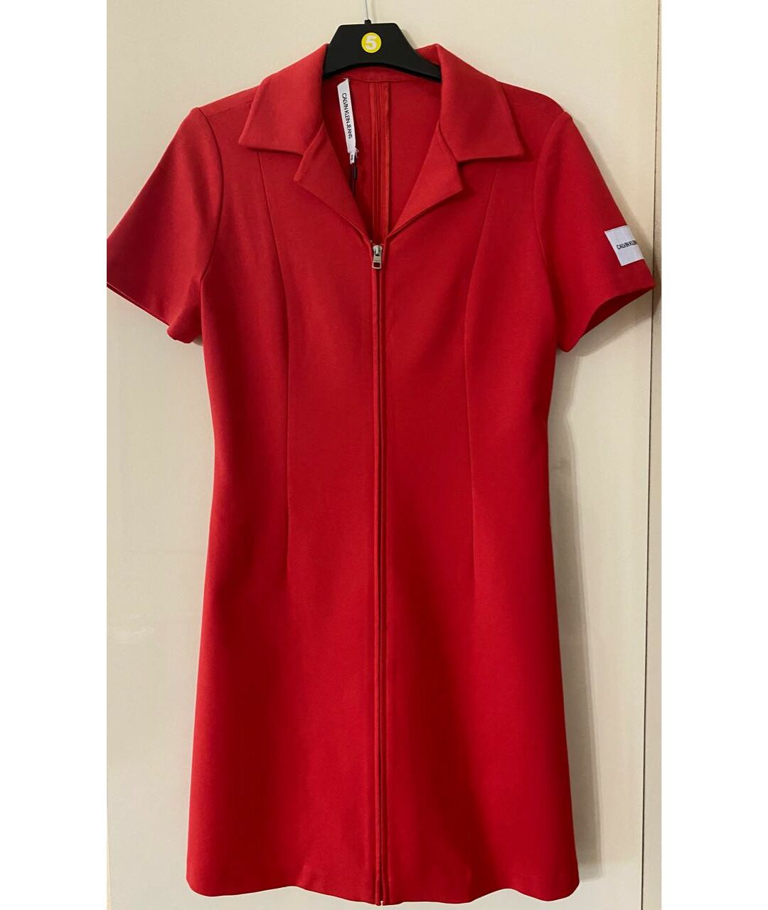 CALVIN KLEIN JEANS Красное вискозное повседневное платье, фото 5