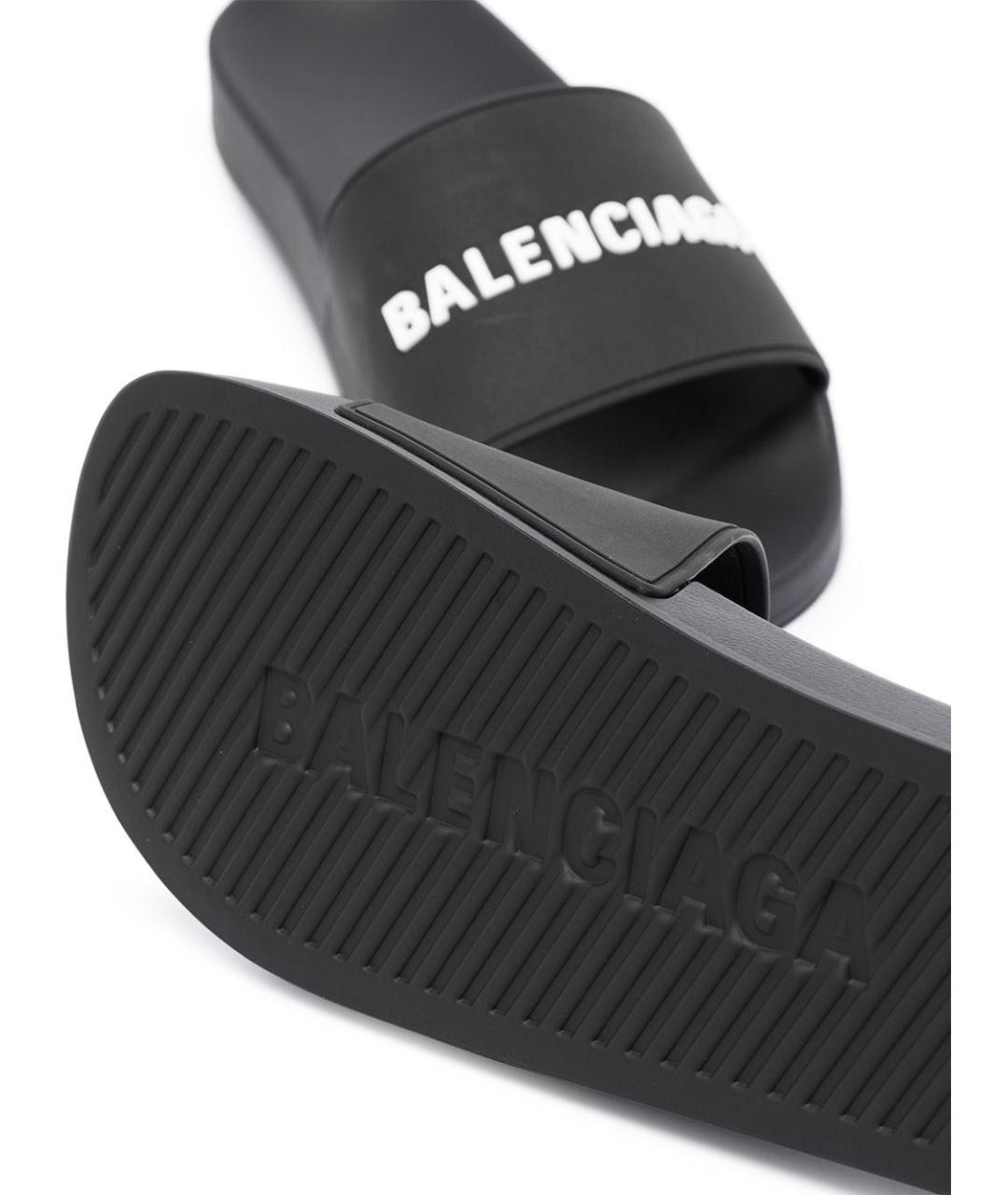 BALENCIAGA Черные резиновые шлепанцы, фото 2