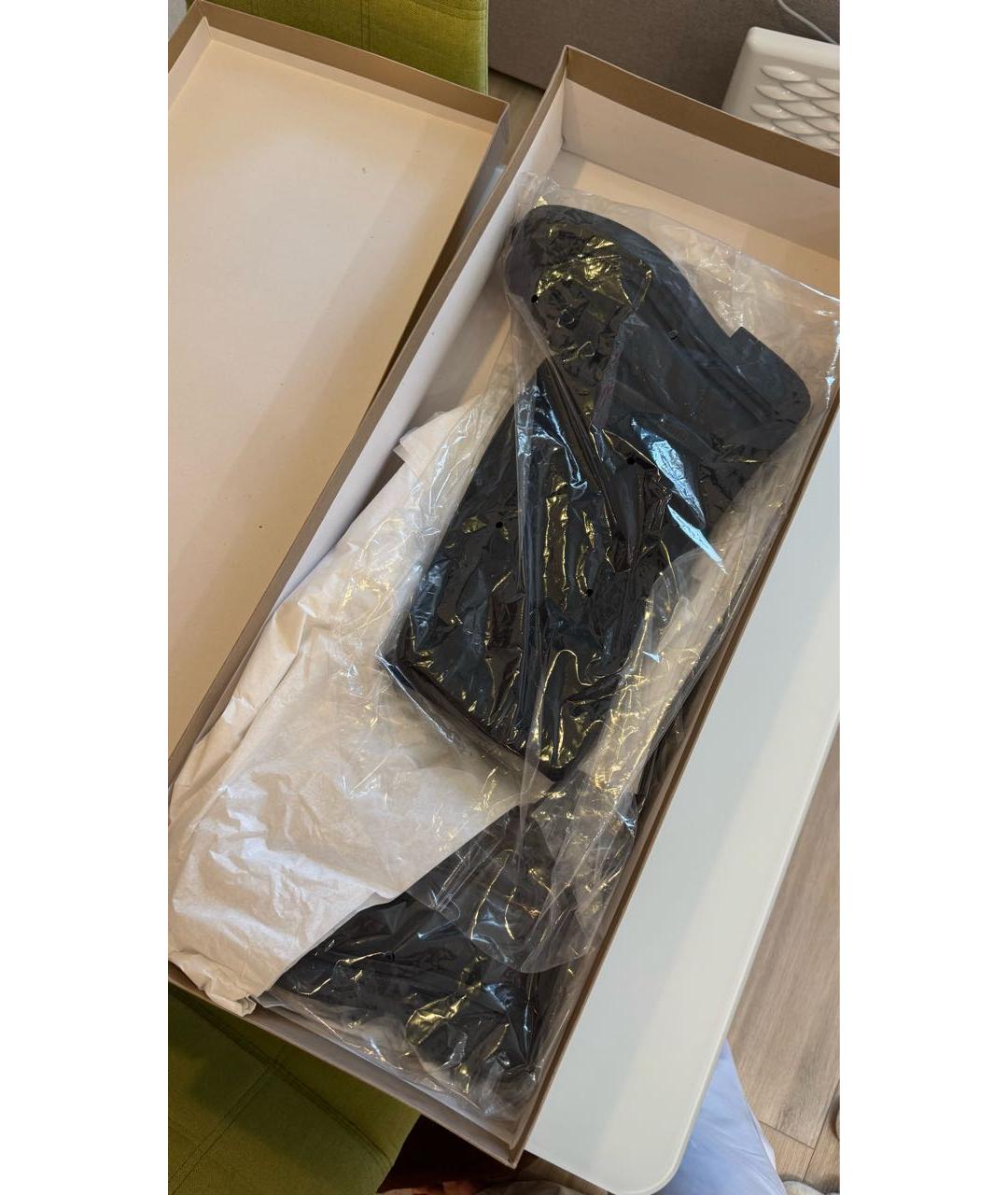 GREY MER Черные кожаные ботфорты, фото 7