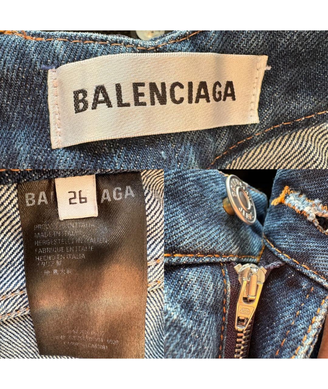 BALENCIAGA Темно-синие хлопковые прямые джинсы, фото 7