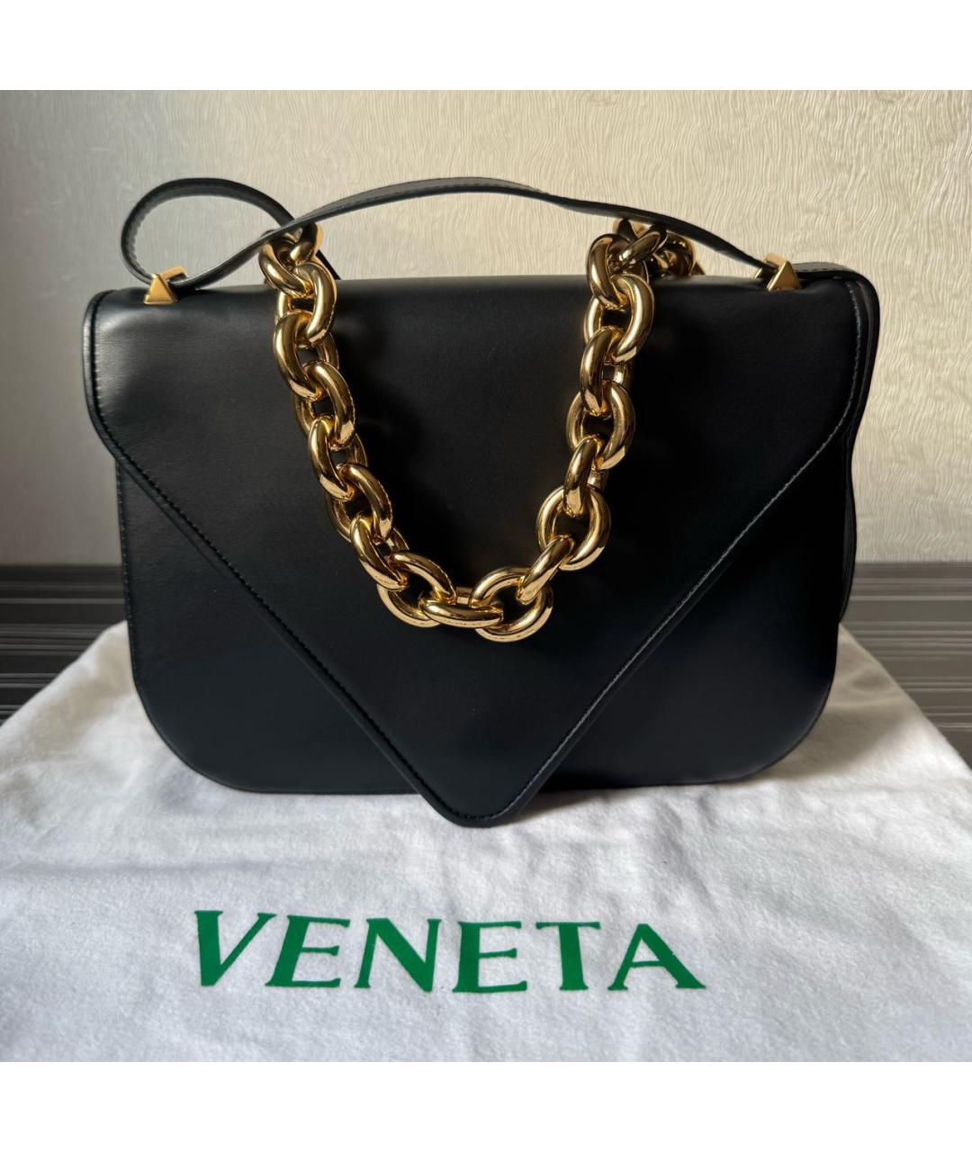 BOTTEGA VENETA Черная кожаная сумка через плечо, фото 5