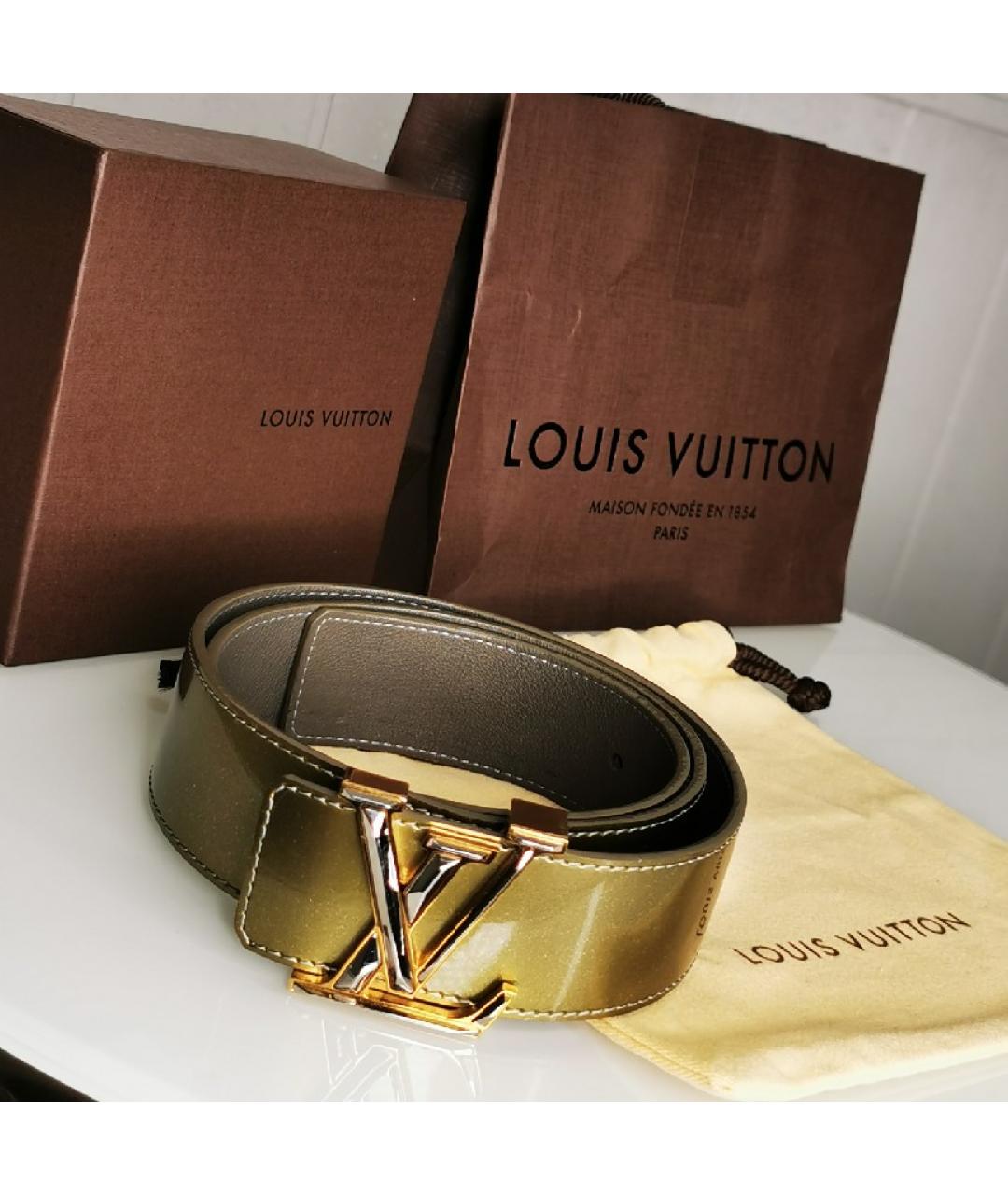 LOUIS VUITTON Золотой кожаный ремень, фото 5