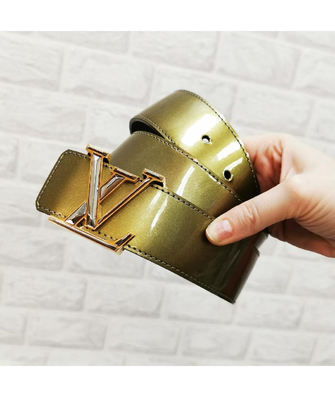 LOUIS VUITTON Золотой кожаный ремень, фото 7