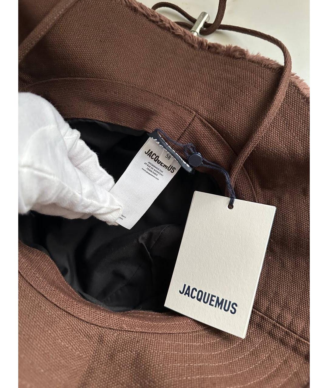 JACQUEMUS Коричневая хлопковая панама, фото 4