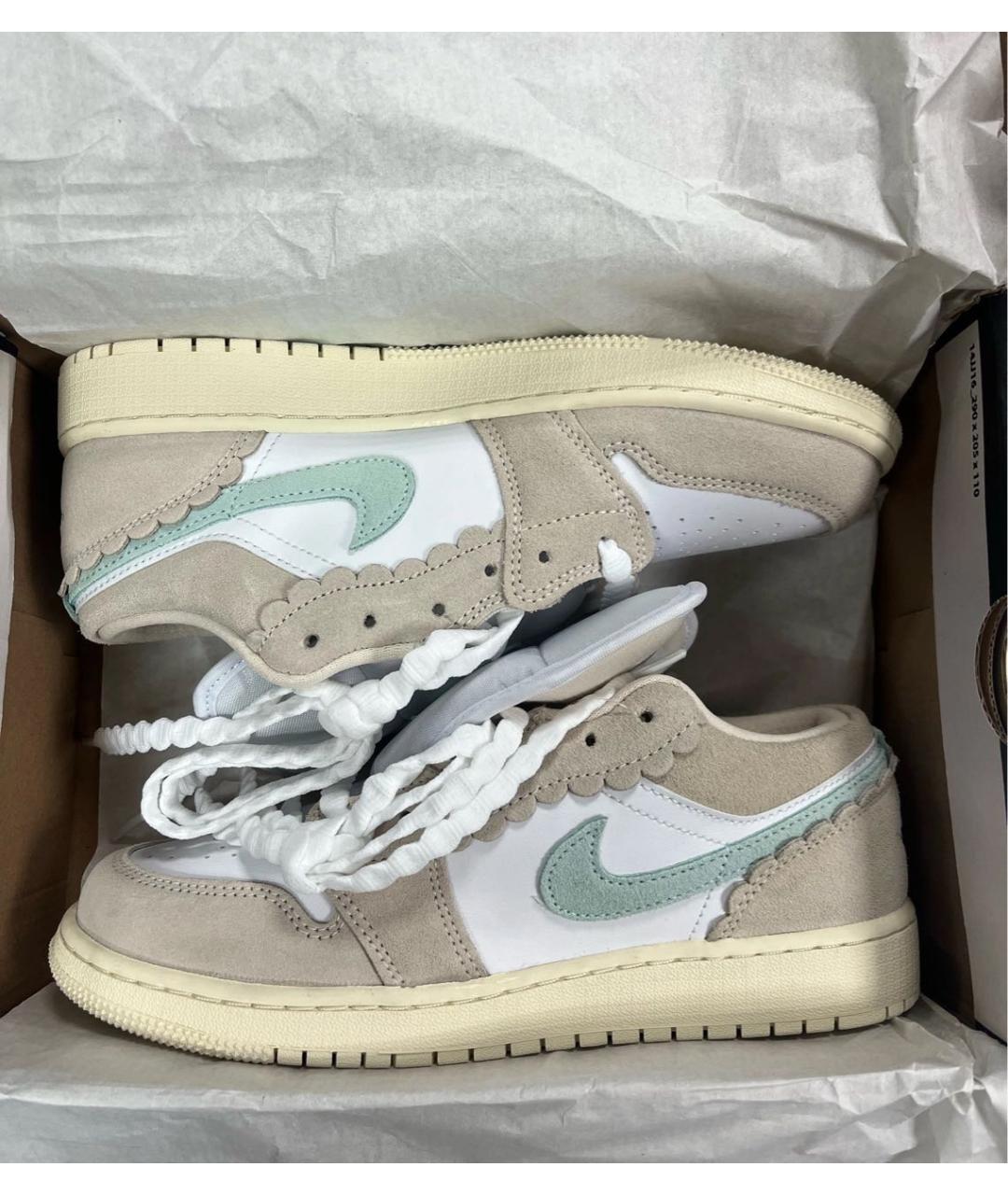 JORDAN Бежевые кроссовки из искусственной кожи, фото 4