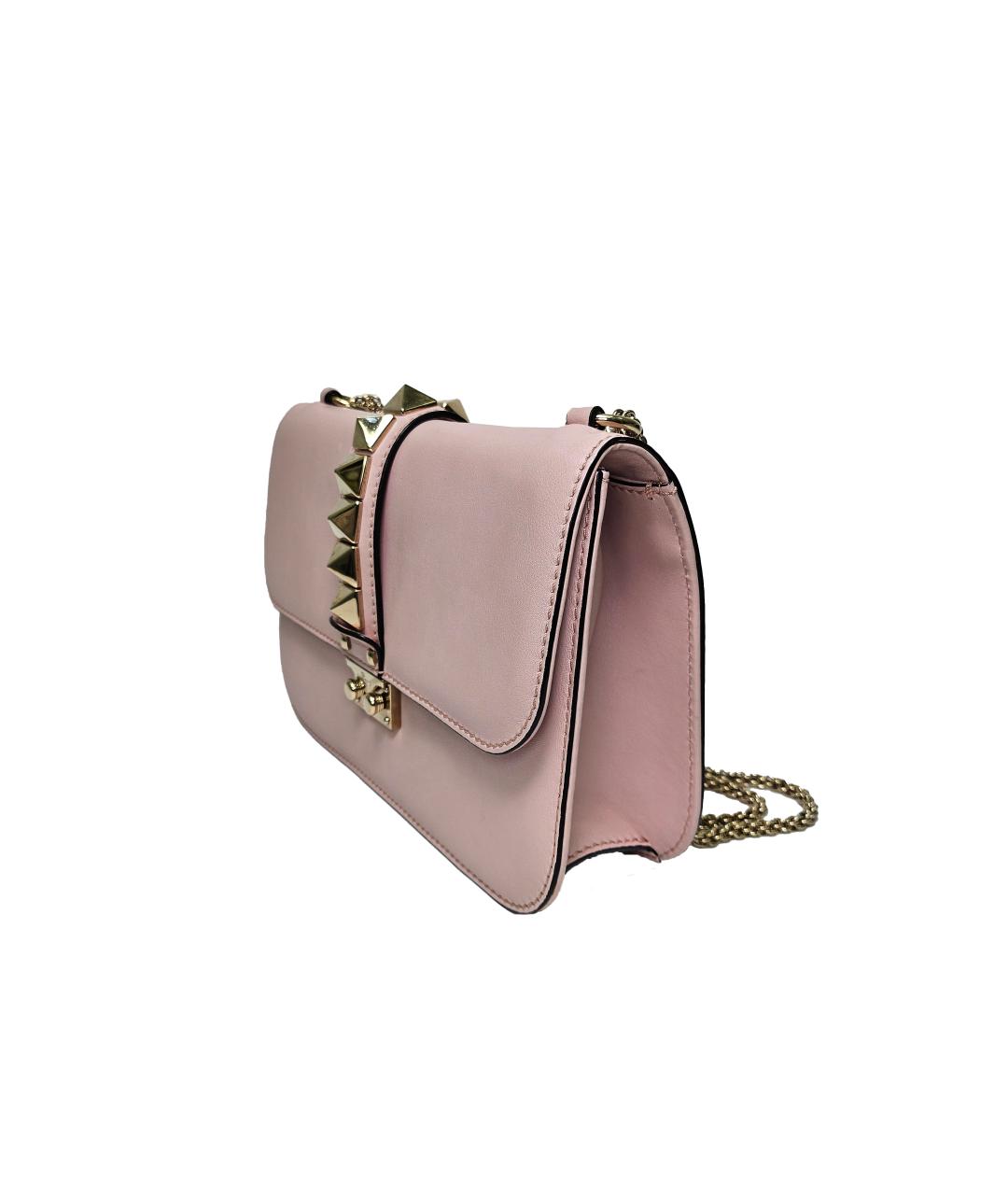 VALENTINO Розовая кожаная сумка через плечо, фото 3