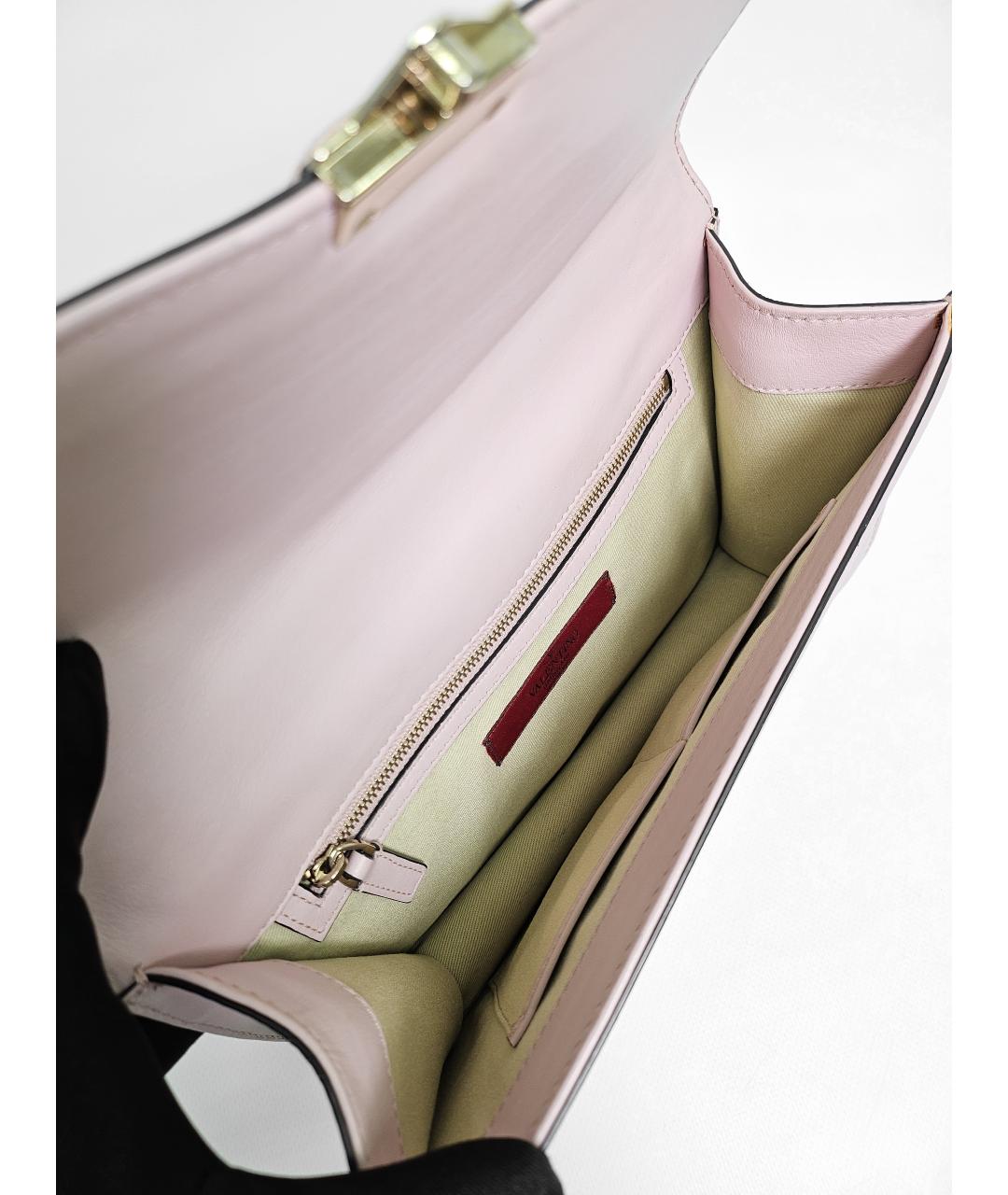 VALENTINO Розовая кожаная сумка через плечо, фото 6