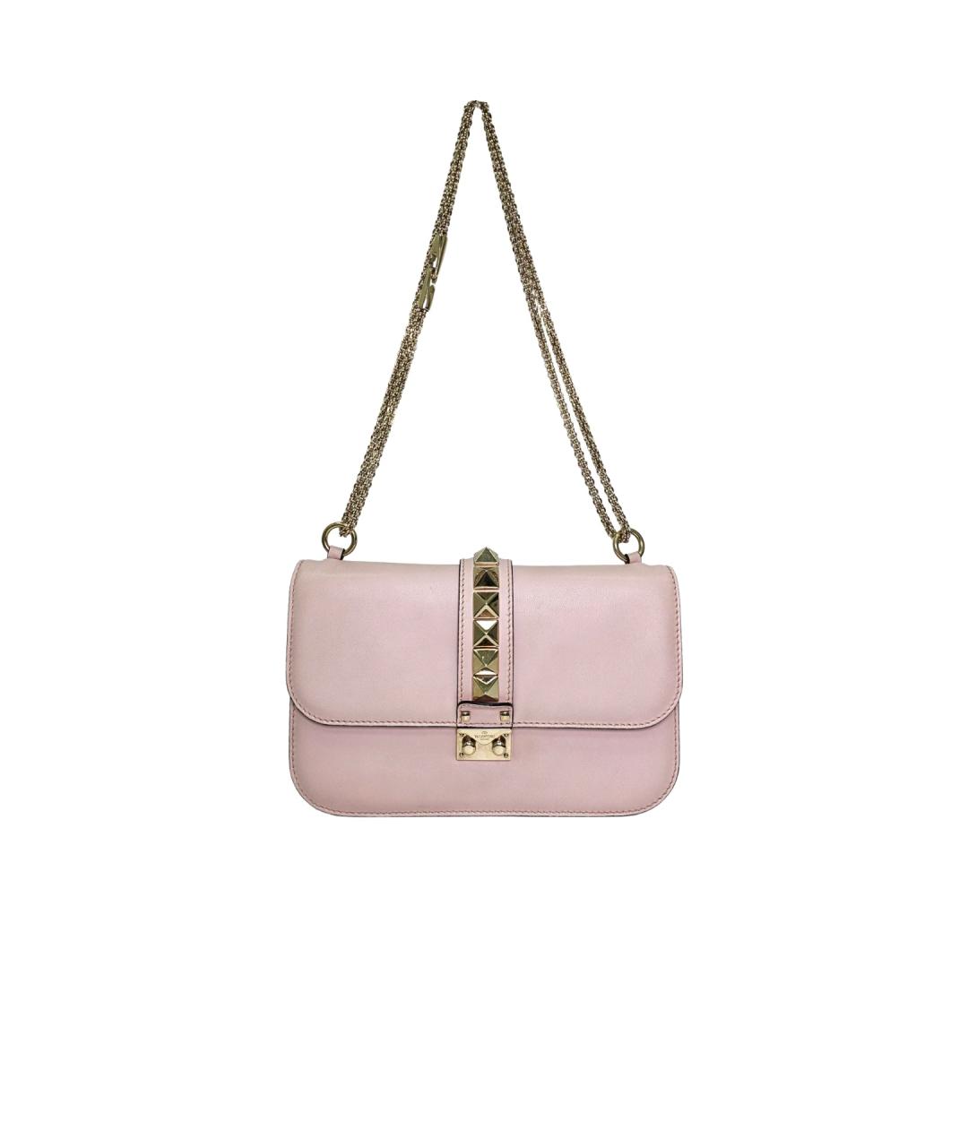 VALENTINO Розовая кожаная сумка через плечо, фото 1